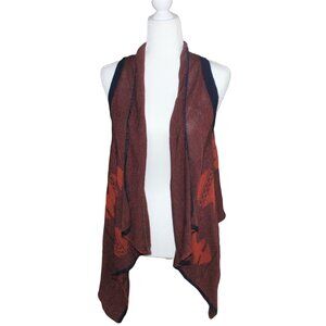 Daytrip Womens Knit Draped Vest Asymmetric Cardigan-Red/Blue-Size XS-GUC